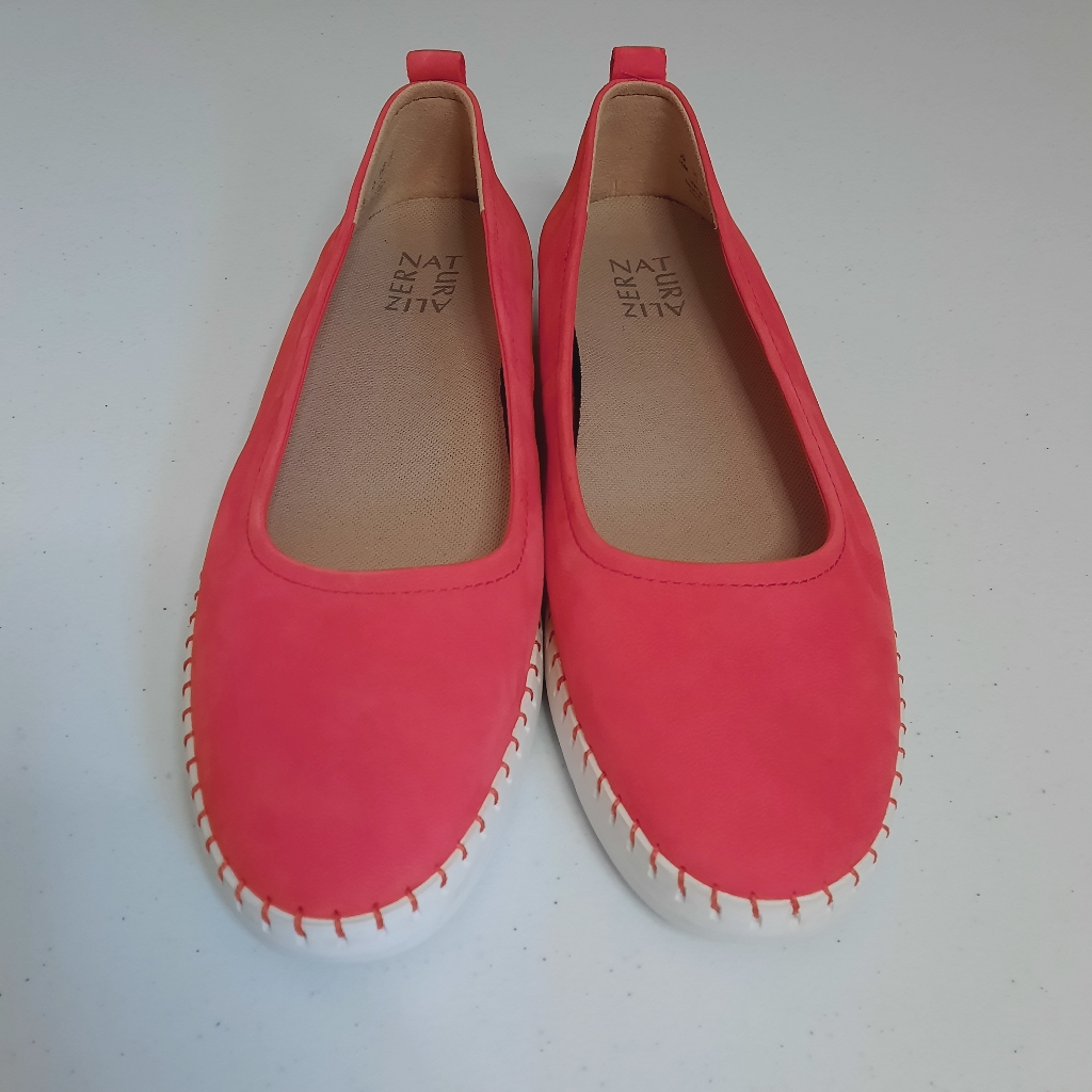 Naturalizer Dolly Coral Red Leather Slip On Sneakers Summer Loafers Size 10